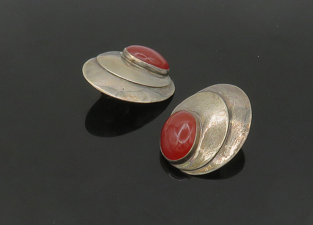GFMW 925 Sterling Silver  Vintage Cabochon Carnelian Drop Earrings  EG10574