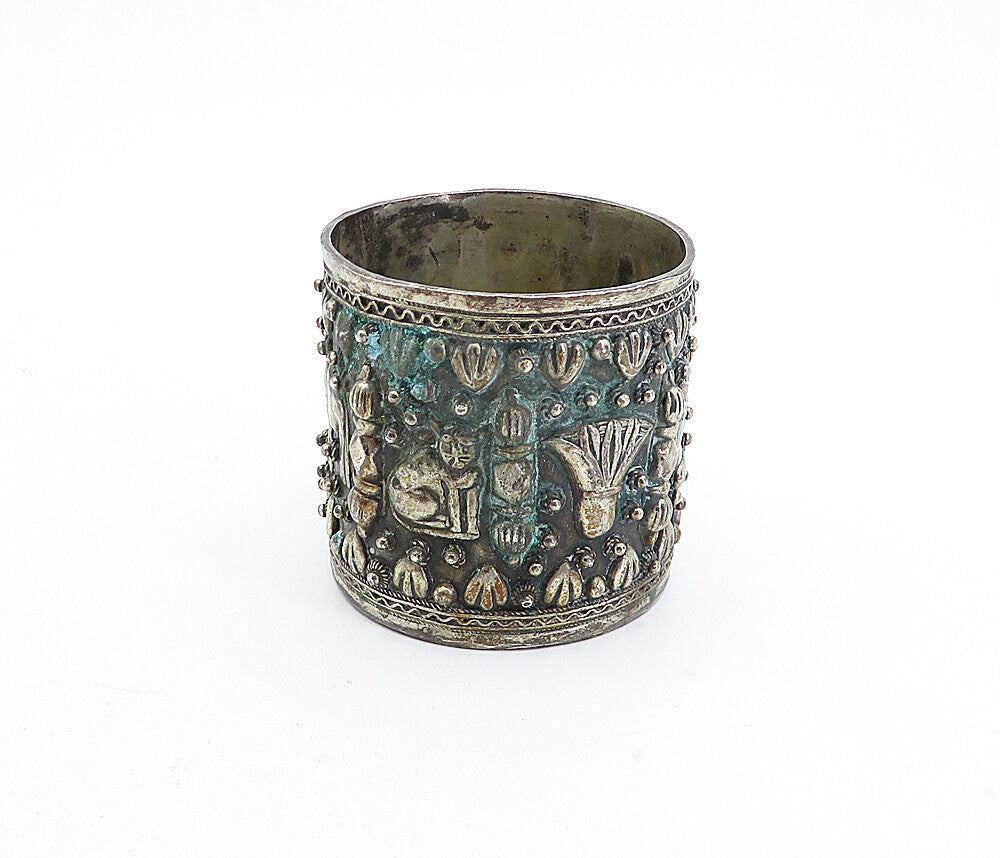 925 Sterling Silver  Vintage Antique Ornate Egyptian Pattern Cup  TR1173