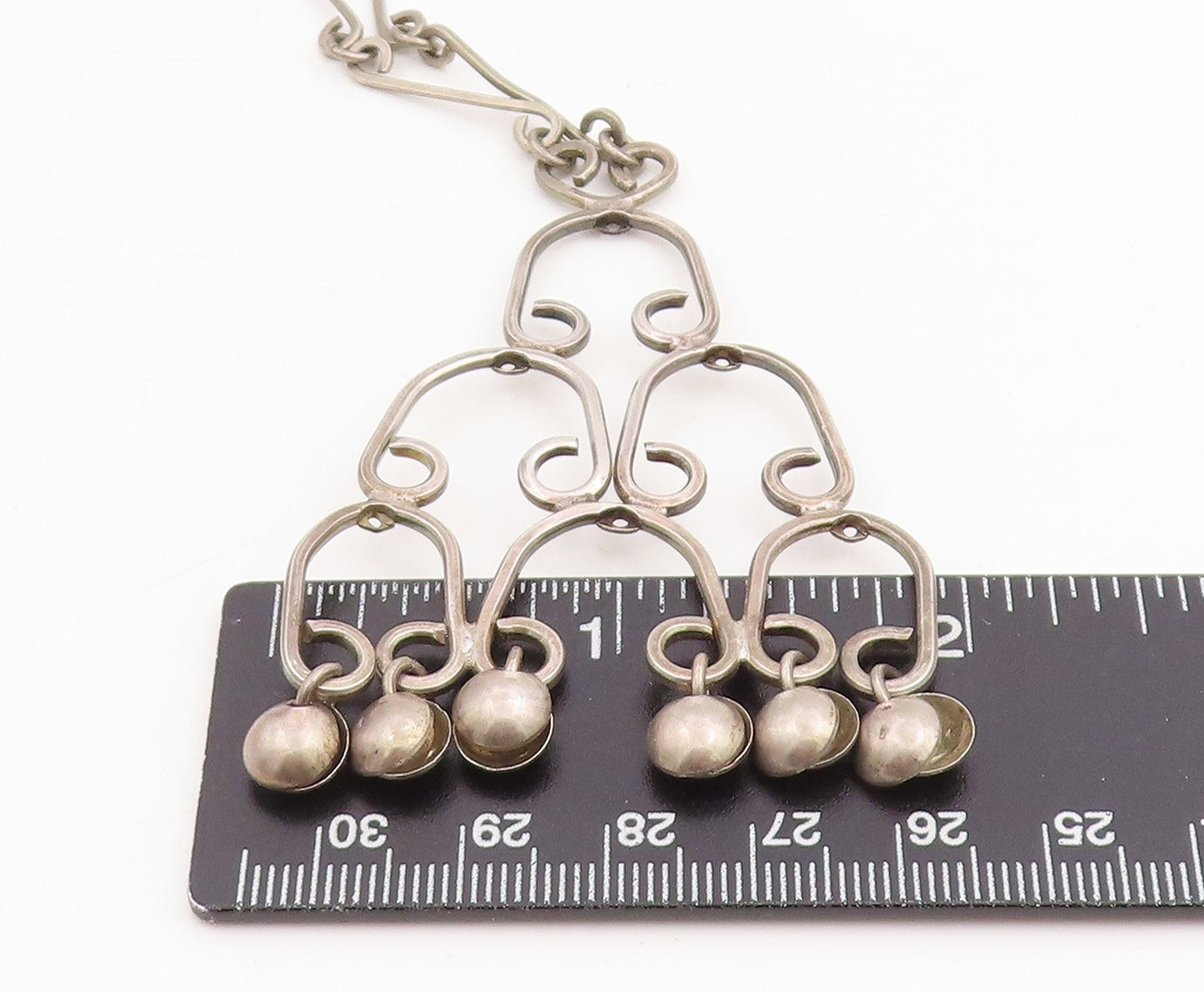 925 Sterling Silver Vintage Necklace ISRAEL Linked Loop Chandelier Chain  NE4759