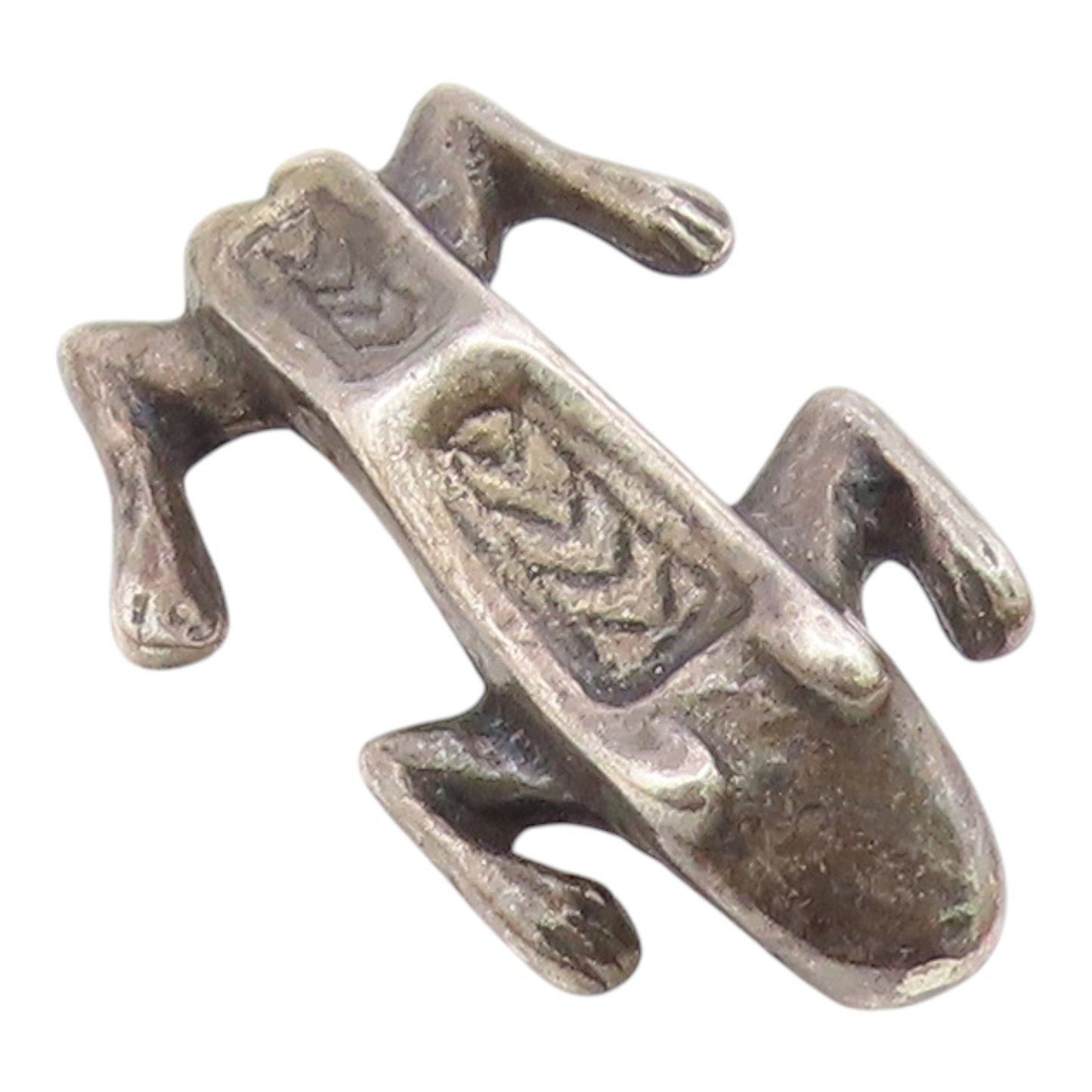 925 Sterling Silver  Vintage Dark Tone Modernist Frog Brooch Pin  BP8201