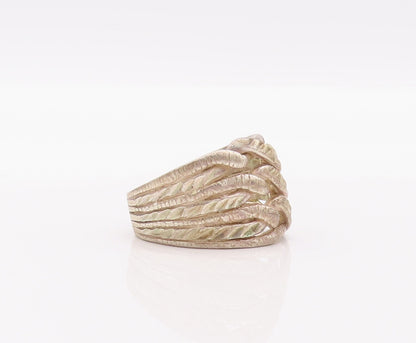 925 Sterling Silver Vintage Ring Solid Twisted Rope Knot Carved  Sz 7  RG28261