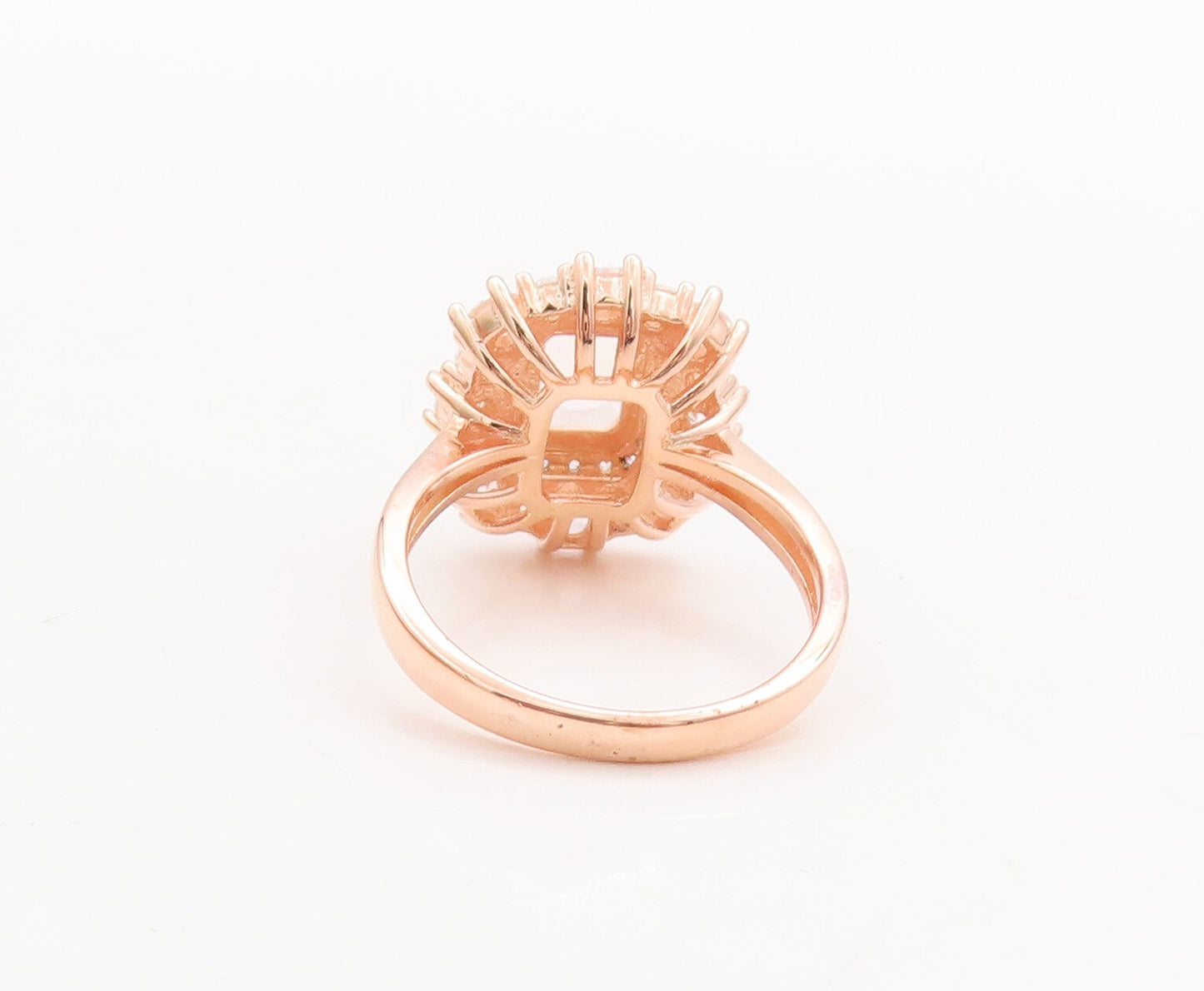 925 Sterling Silver Vintage Ring Rose Gold Plated Morganite & CZ  Sz 7  RG29424