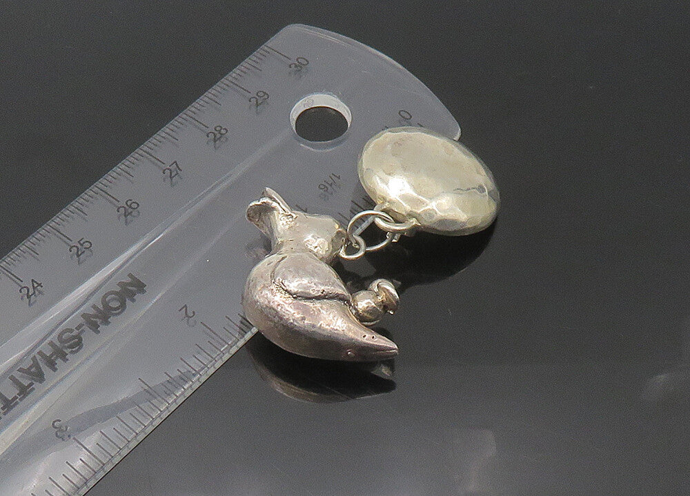 SUSAN CUMMINGS 925 Silver  Vintage Mom & Baby Duck Non Pierce Earrings EG10912