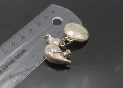 SUSAN CUMMINGS 925 Silver  Vintage Mom & Baby Duck Non Pierce Earrings EG10912
