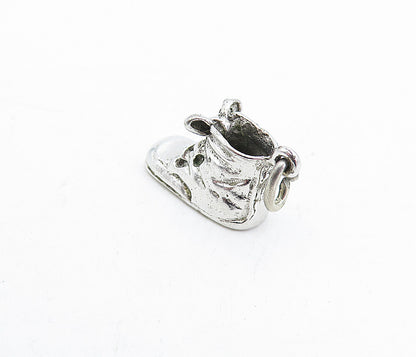 925 Sterling Silver  Vintage Petite Shiny Sculpted Shoe Motif Pendant  PT3508