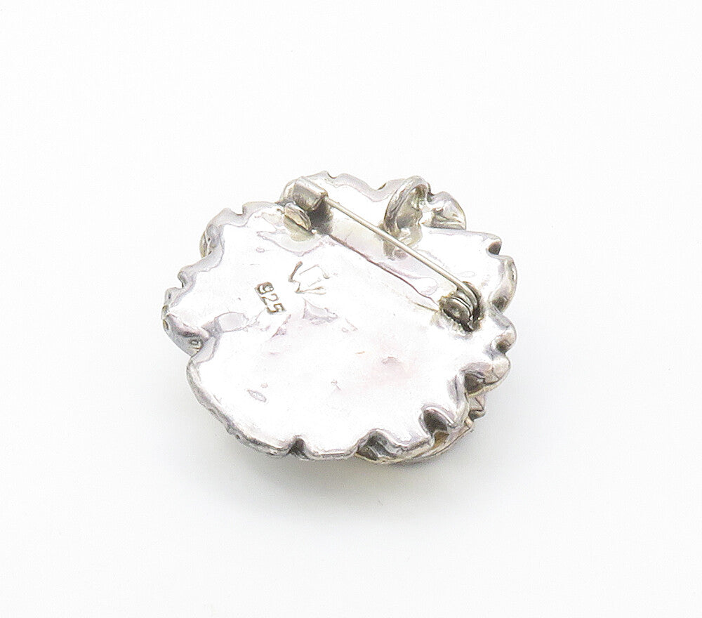ISRAEL 925 Sterling Silver  Vintage Sculpted Hollow Flower Brooch Pin  BP6455