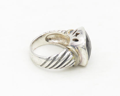 925 Sterling Silver  Black Hematite Shiny Twist Cocktail Ring Sz 7  RG17310