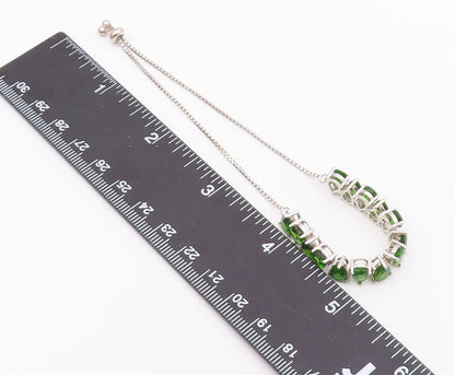 925 Sterling Silver  Shiny Tear Drop Green Topaz Chain Bracelet  BT5910