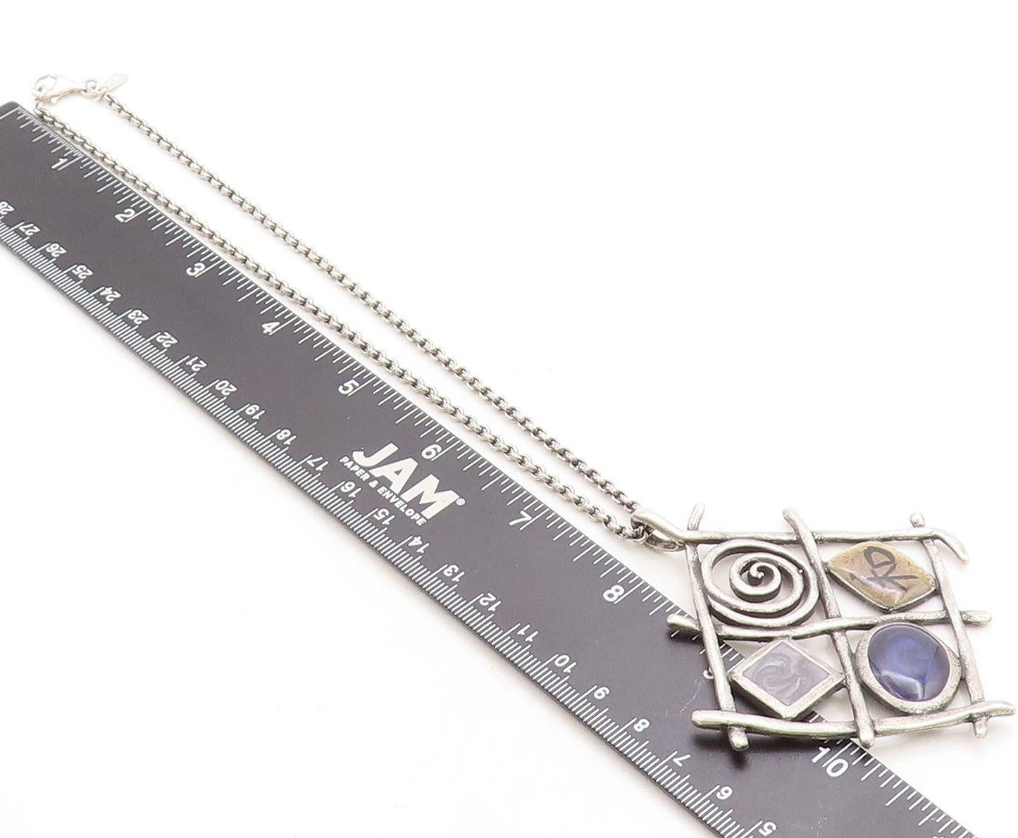SILPADA 925 Silver  Vintage Enamel Detailed Pendant Chain Necklace  NE1623