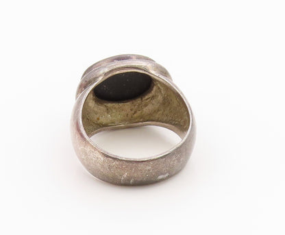 925 Sterling Silver Vintage Ring ESPO SIG Cabochon Onyx Band  Sz 10  RG36258