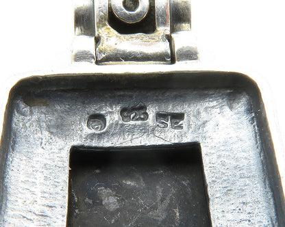 925 Sterling Silver  Vintage Black Onyx Square Swirl Bail Pendant  PT10418