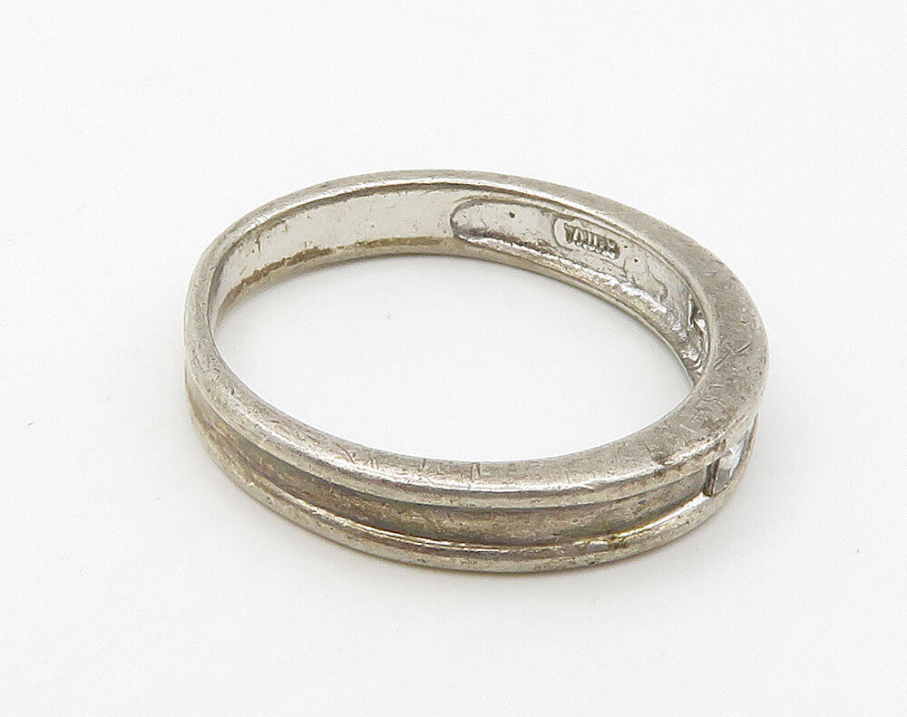 925 Sterling Silver  Vintage Cubic Zirconia Large Band Ring Sz 10.5  RG16176