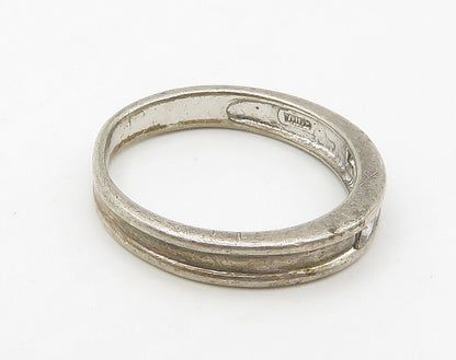 925 Sterling Silver  Vintage Cubic Zirconia Large Band Ring Sz 10.5  RG16176