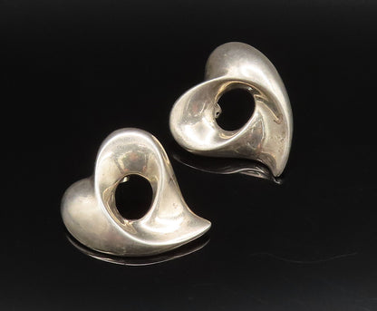 925 Sterling Silver  Vintage Open Hole Floating Love Heart Earrings  EG12164