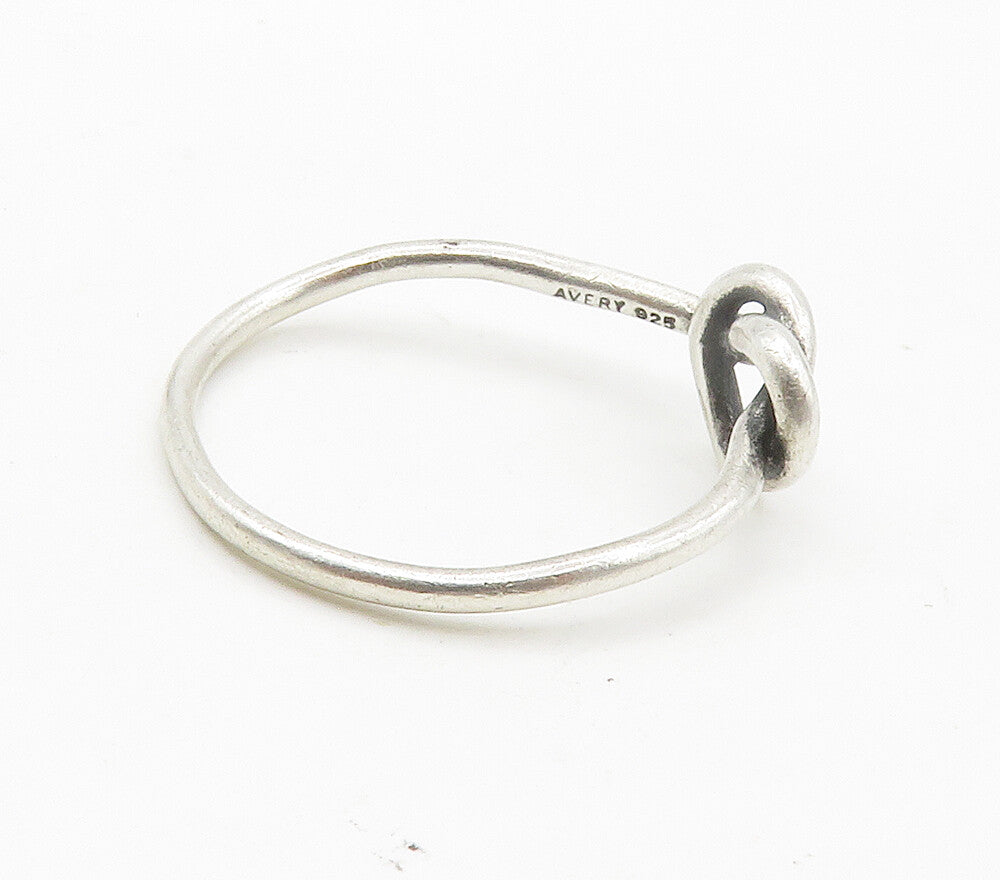 AVERY 925 Sterling Silver  Vintage Open Love Heart Knot Band Ring Sz 7 RG15282