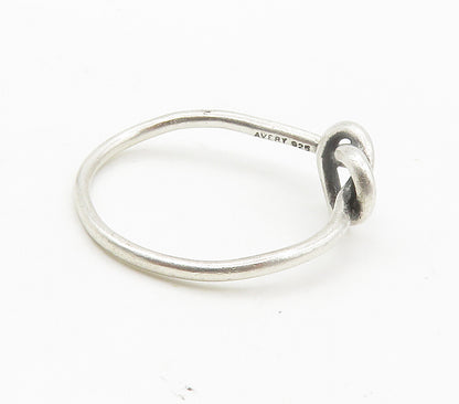 AVERY 925 Sterling Silver  Vintage Open Love Heart Knot Band Ring Sz 7 RG15282