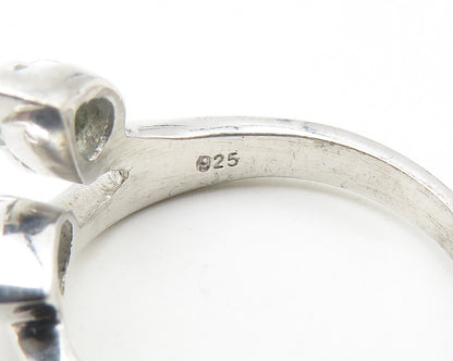 925 Sterling Silver  Prong Set Tear Drop Topaz Floral Band Ring Sz 7  RG10272