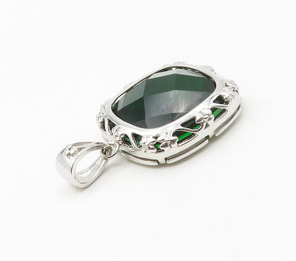 IRELAND 925 Sterling Silver Faceted Green Topaz Floral Vine Pendant  PT13170