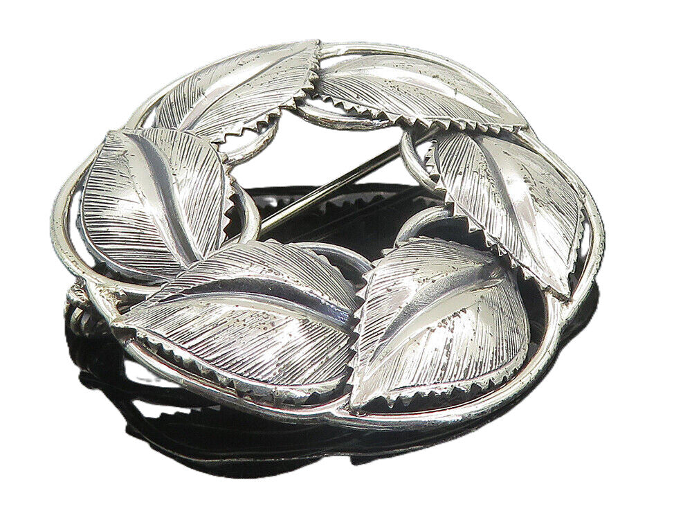 DANECRAFT 925 Sterling Silver  Vintage Shiny Floral Wreath Brooch Pin  BP2974