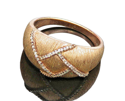 925 Sterling Silver  Vintage Genuine Diamonds Dome Band Ring Sz 10  RG19976