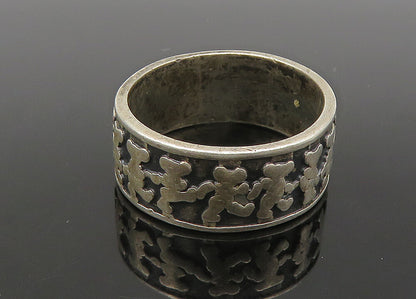 MEXICO 925 Silver  Vintage Oxidized Teddy Bears Band Ring Sz 7.5  RG21940