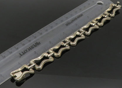 MEXICO 925 Sterling Silver  Vintage Shiny Hinge Link Chain Bracelet  BT8949