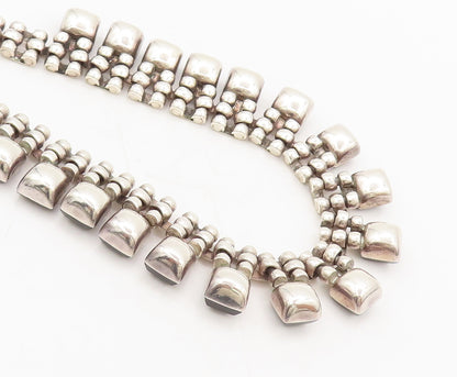 MEXICO 925 Sterling Silver Vintage Necklace Link Chain Onyx Heavy NE4206