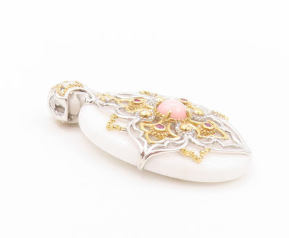925 Sterling Silver Vintage Pendant MICHAEL VALITUTTI Floral Gemstones  PT24047