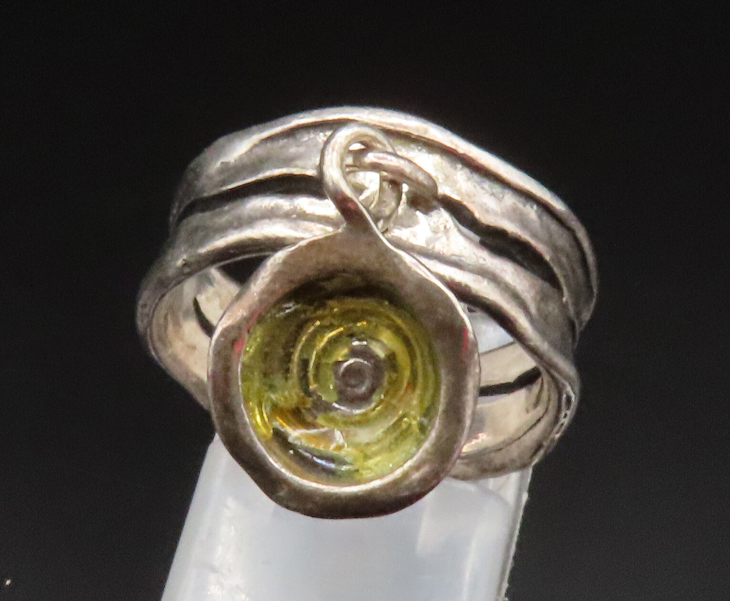 ISRAEL 925 Silver  Vintage Open Wavy Band Spiral Charm Ring Sz 7.5  RG25251