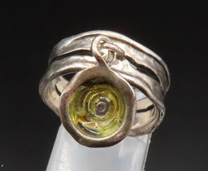 ISRAEL 925 Silver  Vintage Open Wavy Band Spiral Charm Ring Sz 7.5  RG25251