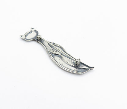 BEAUCRAFT 925 Sterling Silver  Vintage Oxidized Sitting Cat Brooch Pin  BP2978