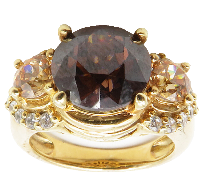 925 Sterling Silver Multi Color Topaz Gold Plated Band Ring Sz 5 RG13340