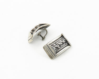 AYB MEXICO 925 Silver  Vintage Rope Twist Non Pierce Drop Earrings  EG9692