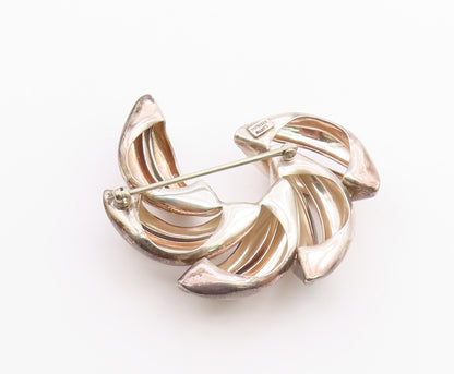 DESIGNER 925 Sterling Silver  Vintage Floral Leaves Motif Brooch Pin  BP8641