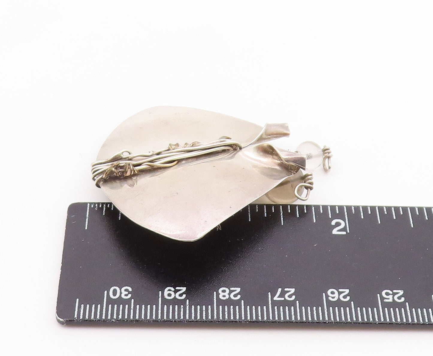 925 Sterling Silver  Vintage Shiny Modernist Wire Twist Brooch Pin  BP8129