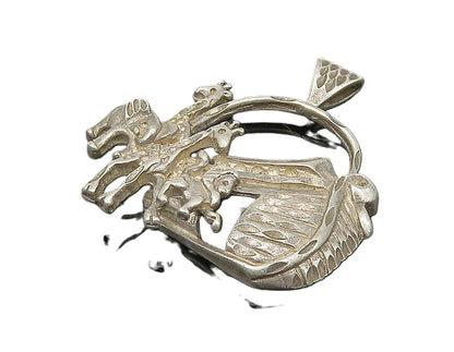 925 Sterling Silver  Vintage Diamond Cut Noah's Arc Theme Pendant  PT15115