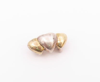 925 Sterling Silver  Vintage Shiny Two Tone Love Hearts Slide Pendant  PT16125