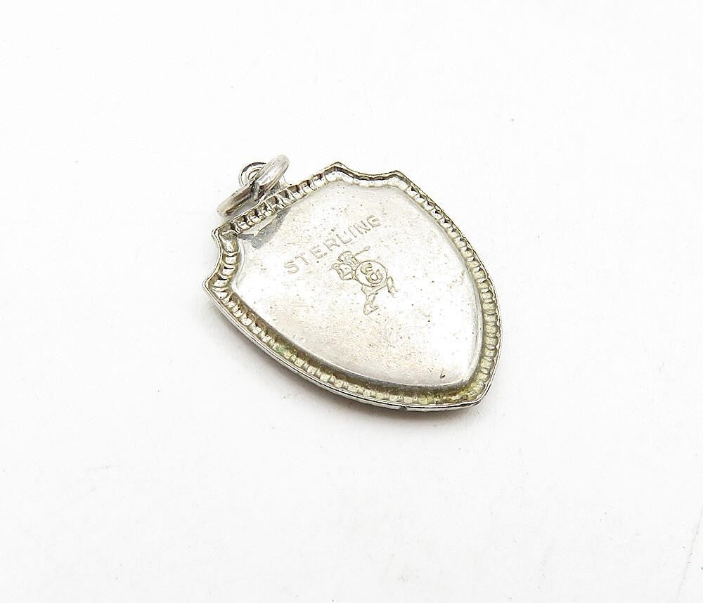 925 Sterling Silver  Vintage Enamel Coated Myrtle Beach Shield Pendant  PT6893