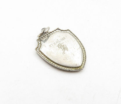 925 Sterling Silver  Vintage Enamel Coated Myrtle Beach Shield Pendant  PT6893