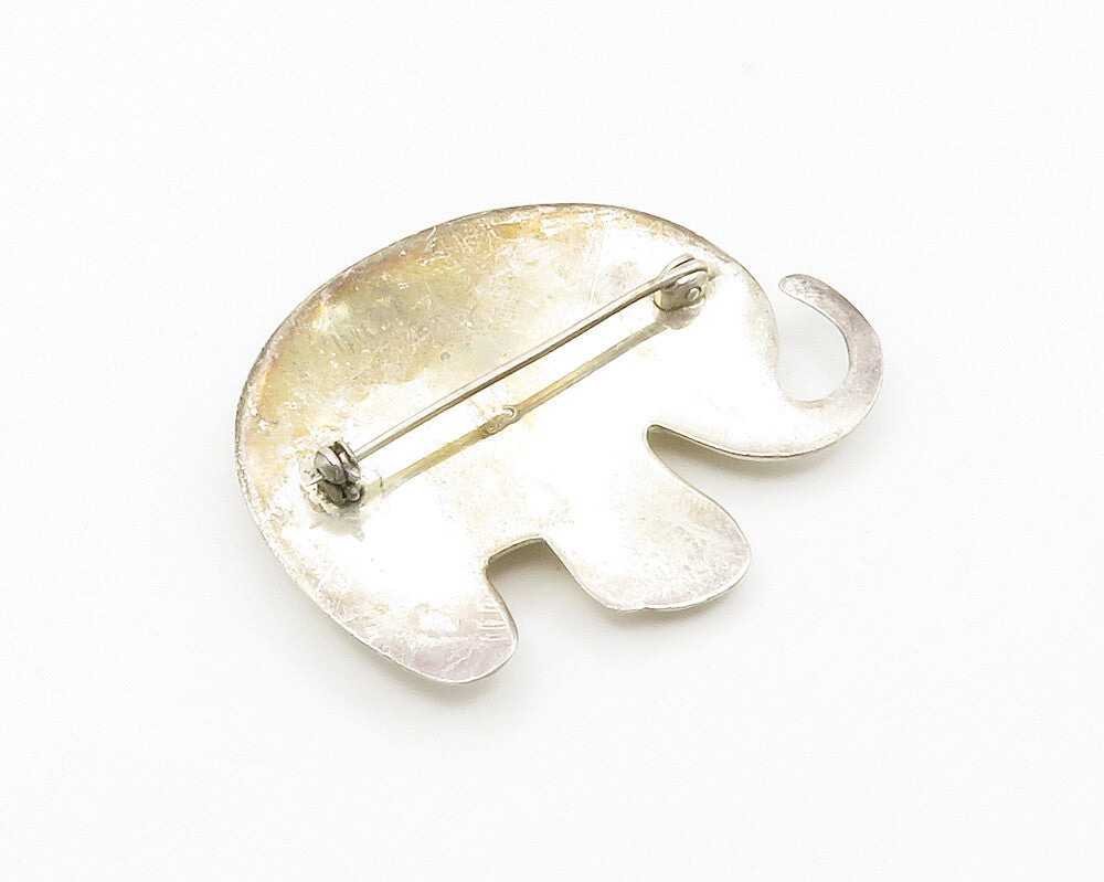 925 Sterling Silver  Vintage Smooth Shiny Hollow Elephant Brooch Pin  BP5700