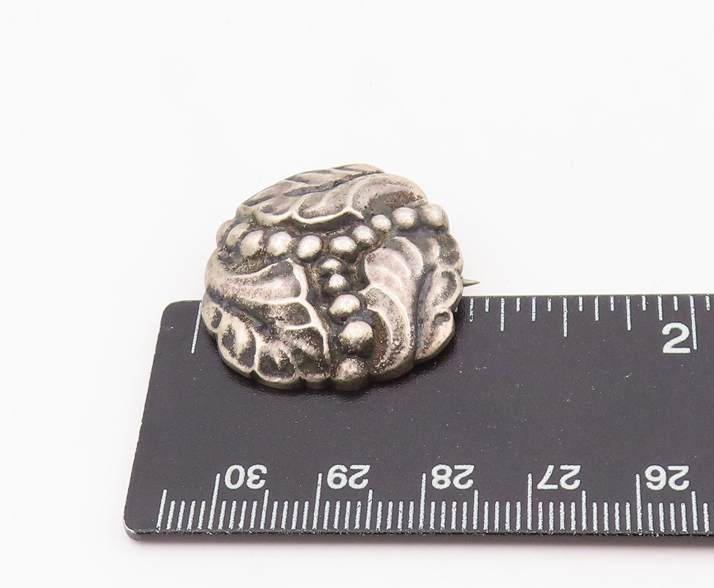 925 Sterling Silver Vintage Brooch Art Nouveau Style Leaf & Berry Pin  BP12050