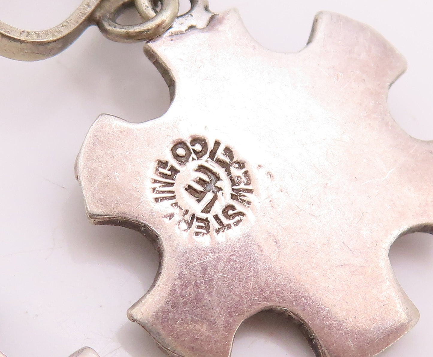 925 Sterling Silver Vintage Earrings MEXICO Abalone Carved Snow Flake  EG13178