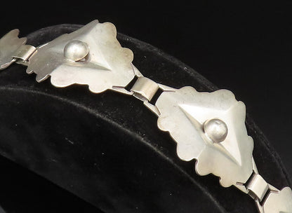 TAXCO 925 Sterling Silver Vintage Designer Floral Motif Link Bracelet BT9535