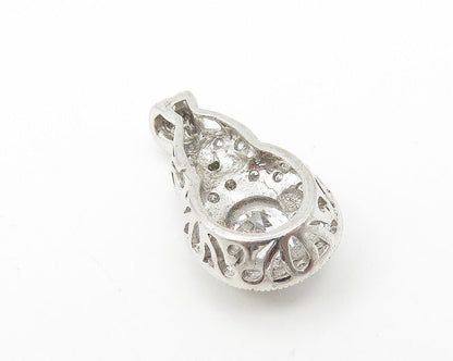 925 Sterling Silver  Vintage Sparkling Cubic Zirconia Oval Pendant  PT9151