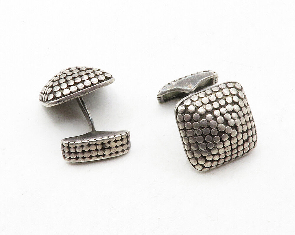 JOHN HARDY 925 Silver  Vintage Dark Tone Circle Patterned Cufflinks  TR1901