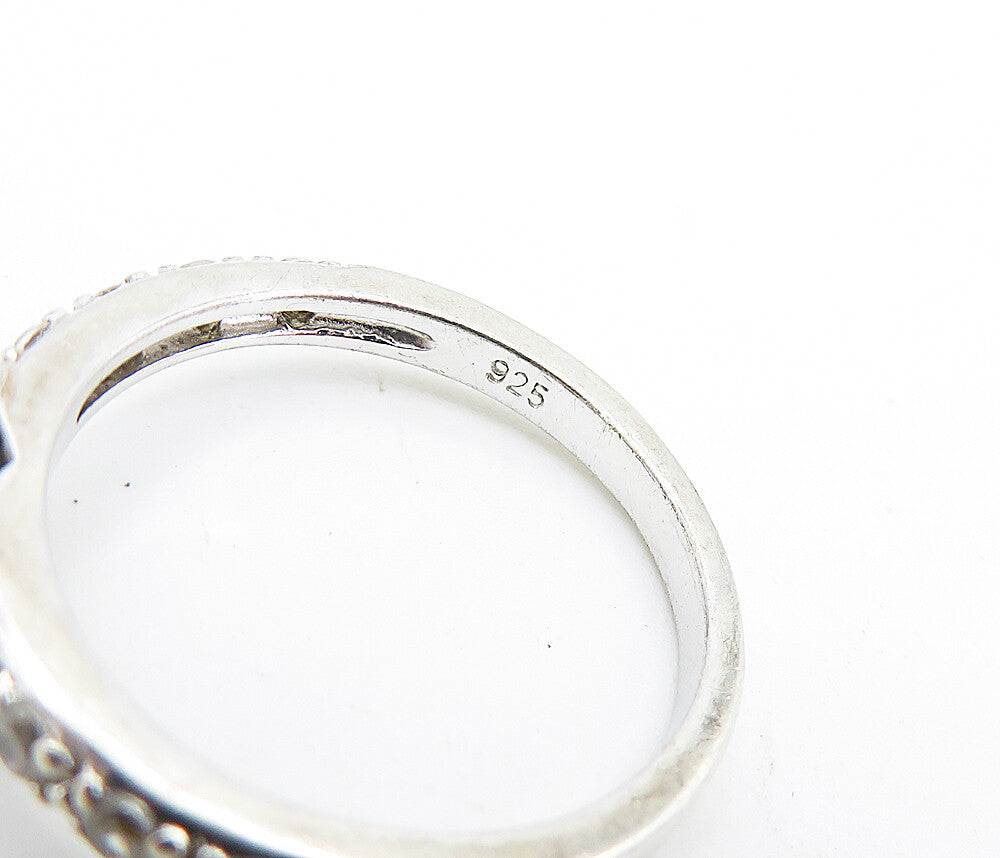 925 Sterling Silver Shiny White Topaz Solitaire With Accents Ring Sz 7 RG7590