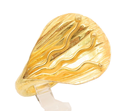 925 Sterling Silver Vintage Ring Gold Plated Coiled Carved Lily  Sz 6.5  RG28093