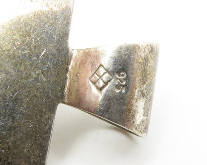 925 Sterling Silver  Vintage Inlaid Abalone Shell Square Slide Pendant PT10767