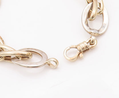 925 Sterling Silver Vintage Bracelet Gold Plated Designer Oval Loop Link BT10334