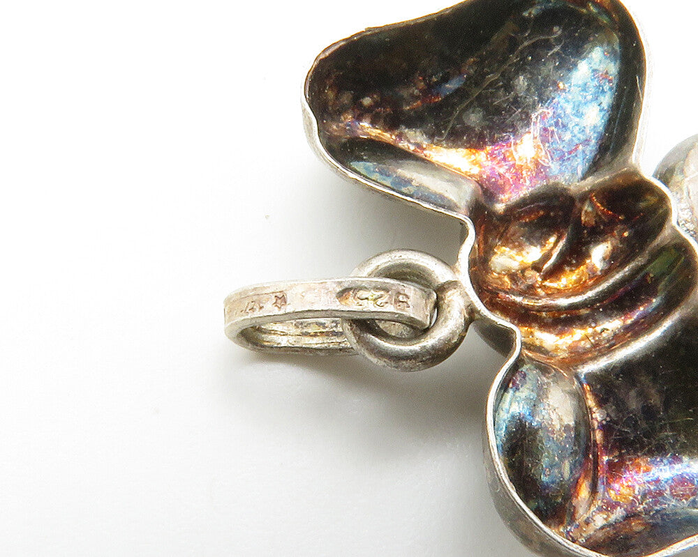 925 Sterling Silver  Vintage Turquoise Bow Tied Ribbon Motif Pendant  PT11302